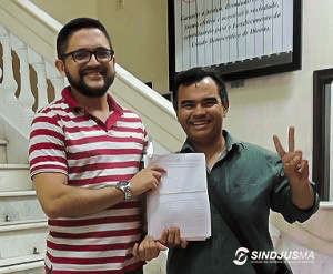 O diretor de Assuntos Jurídicos do Sindjus-MA, Artur Estevam Filho; e o presidente do Sindicato Aníbal Lins