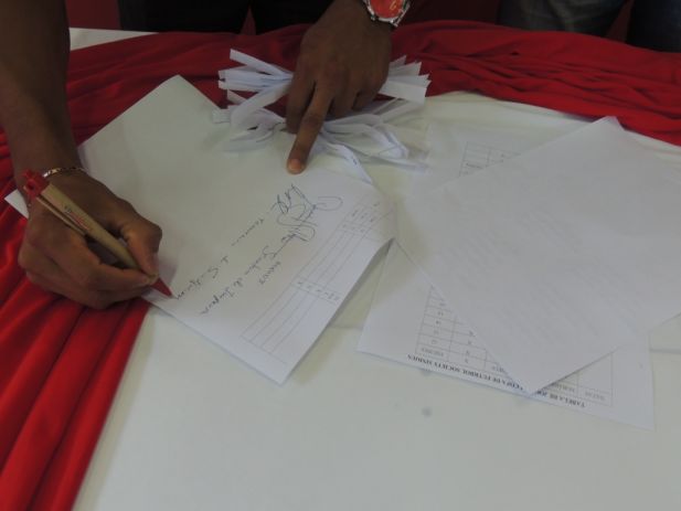Ao final do sorteio, todos os participantes assinaram o resultado oficial da primeira fase.