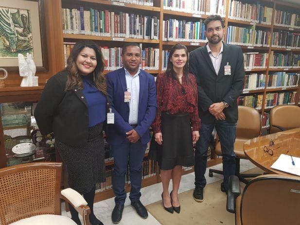 a advogada Danielle Xavier, o vice-presidente do Sindjus-MA, George Ferreira; a juíza auxiliar da Corregedoria Nacional de Justiça, Cláudia Andrade, e diretor de Mobilização Pedro Davi