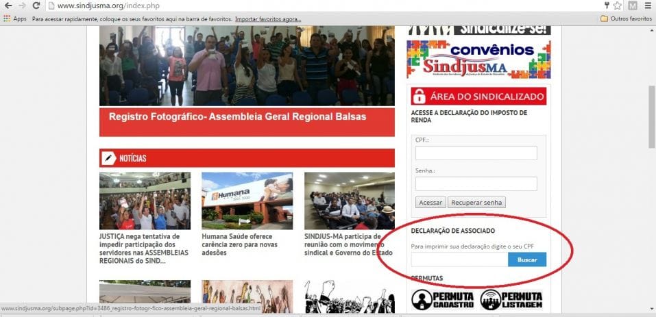 Para usar o convênio filiado precisa expedir declaração de sindicalizado no site do SINDJUS-MA.