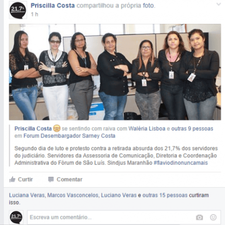 Servidores têm usado preto como sinal de luto contra a decisão tomada pela Corte maranhense.